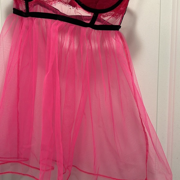 Victoria’s Secret Pink and Black Babydoll Lingerie Size 36D - Picture 3 of 11